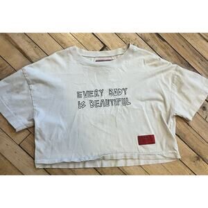 CHNGE Everybody Is Beautiful Tee Women L Organic Cotton Streetwear Graphic Crop